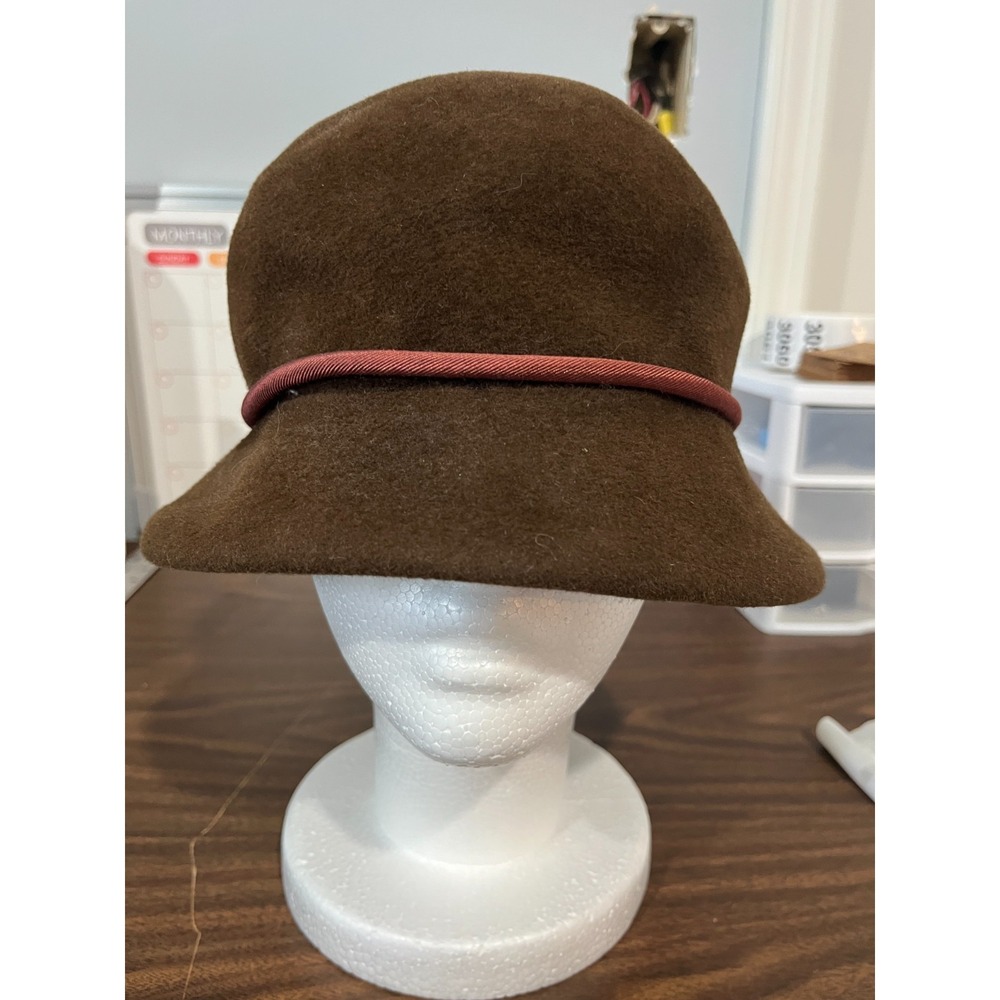 Annabel Ingall Australia Brown Wool Felt Bucket Cloche Hat Sz M Minimalist Boho